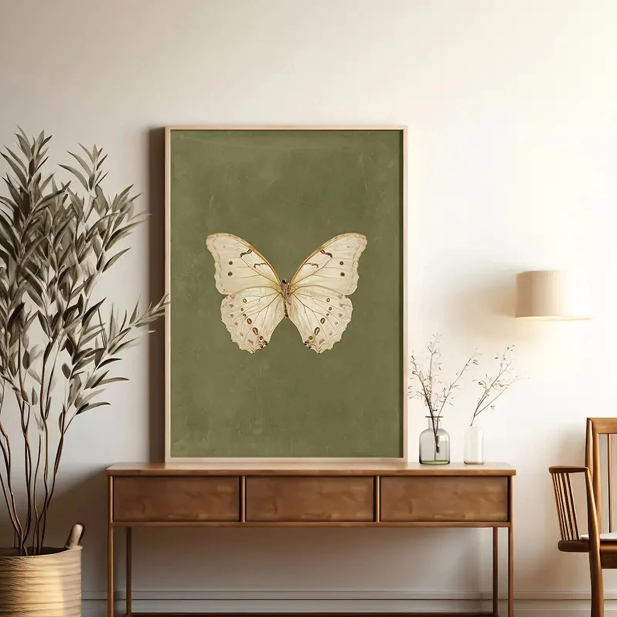 Frameless 1pc Art Prints Gothic Insect Wall Poster For Modern Living Room Bedroom Country Style Home Decor Abstract White Butter
