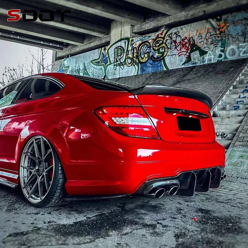 

For Mercedes-Benz C Class W204 C63 AMG 2012-2014 Carbon Fiber Rear Bumper Diffuser Lip Spoiler Splitter Protector Upgrade body k