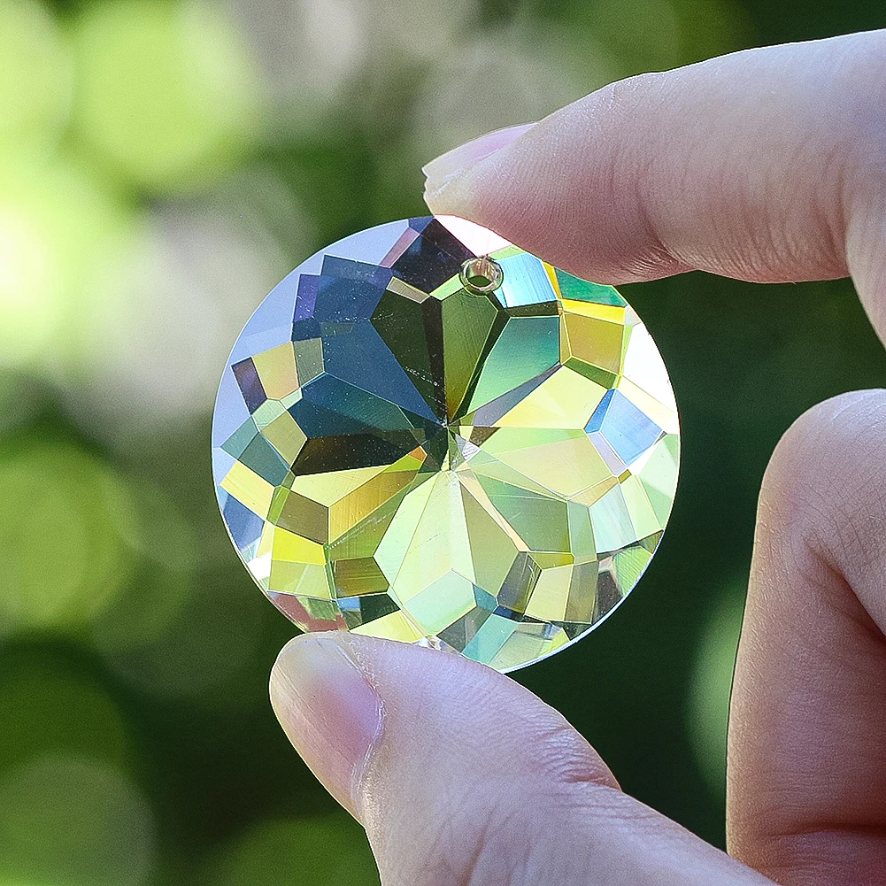 6pcs 30mm Mandala Crystal Prism Hanging Faceted Rainbow Maker DIY Suncatcher Wind Chimes Chandelier Lighting Accessories Decor