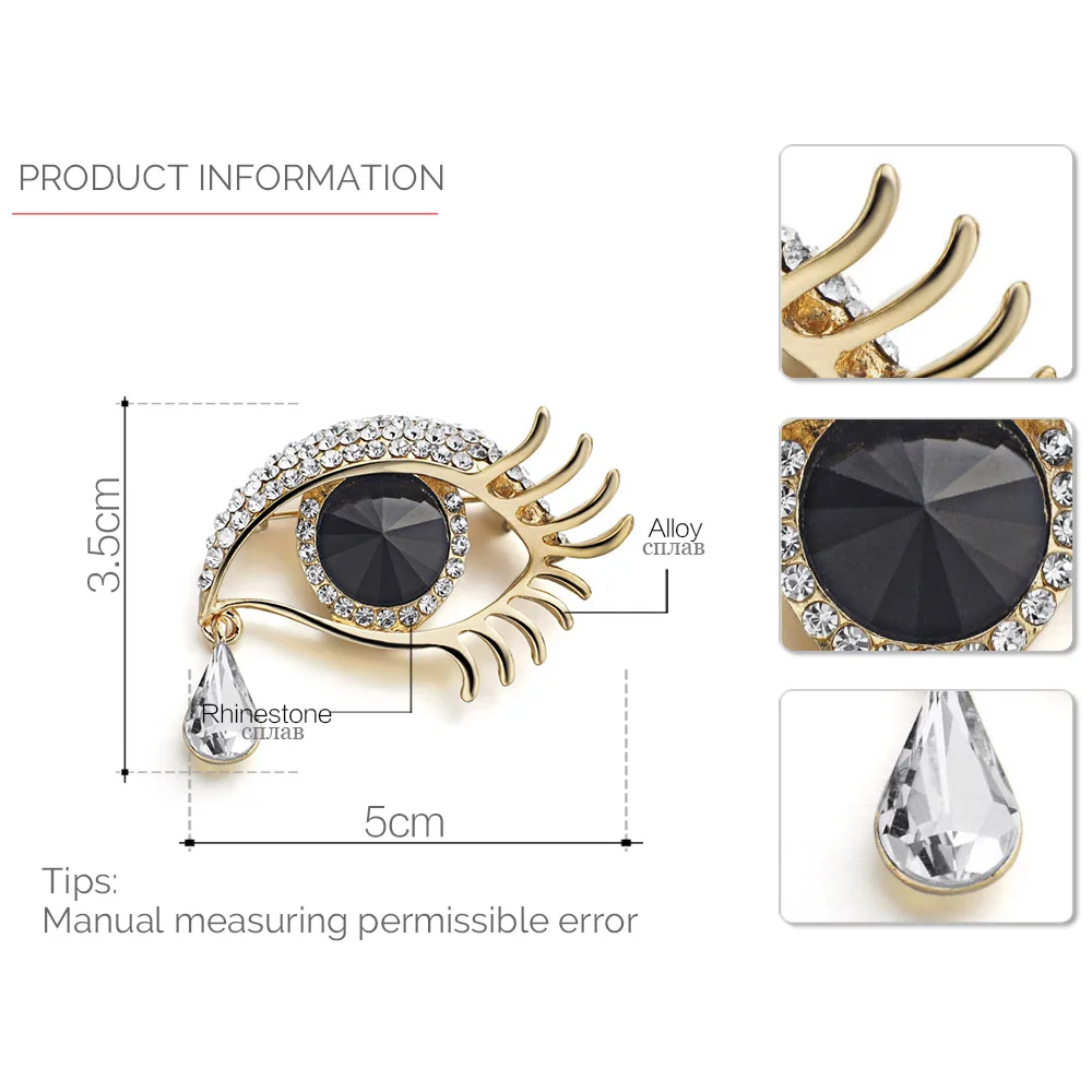 Charm Eyes Tear Drop Crystal Brooch Pin Clothes Accessories Jewelry Brooches For Wedding Z021