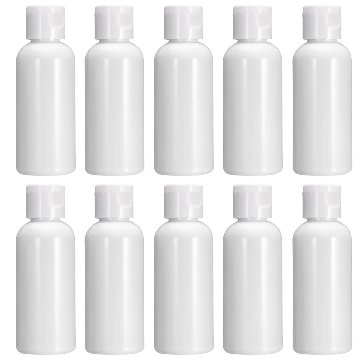 20 قطعة 60 مل زجاجات لوشن بلاستيكية أنيقة قابلة لإعادة الملء، تصميم مدمج للسفر والزيوت العطرية وجل الاستحمام باللون الأبيض