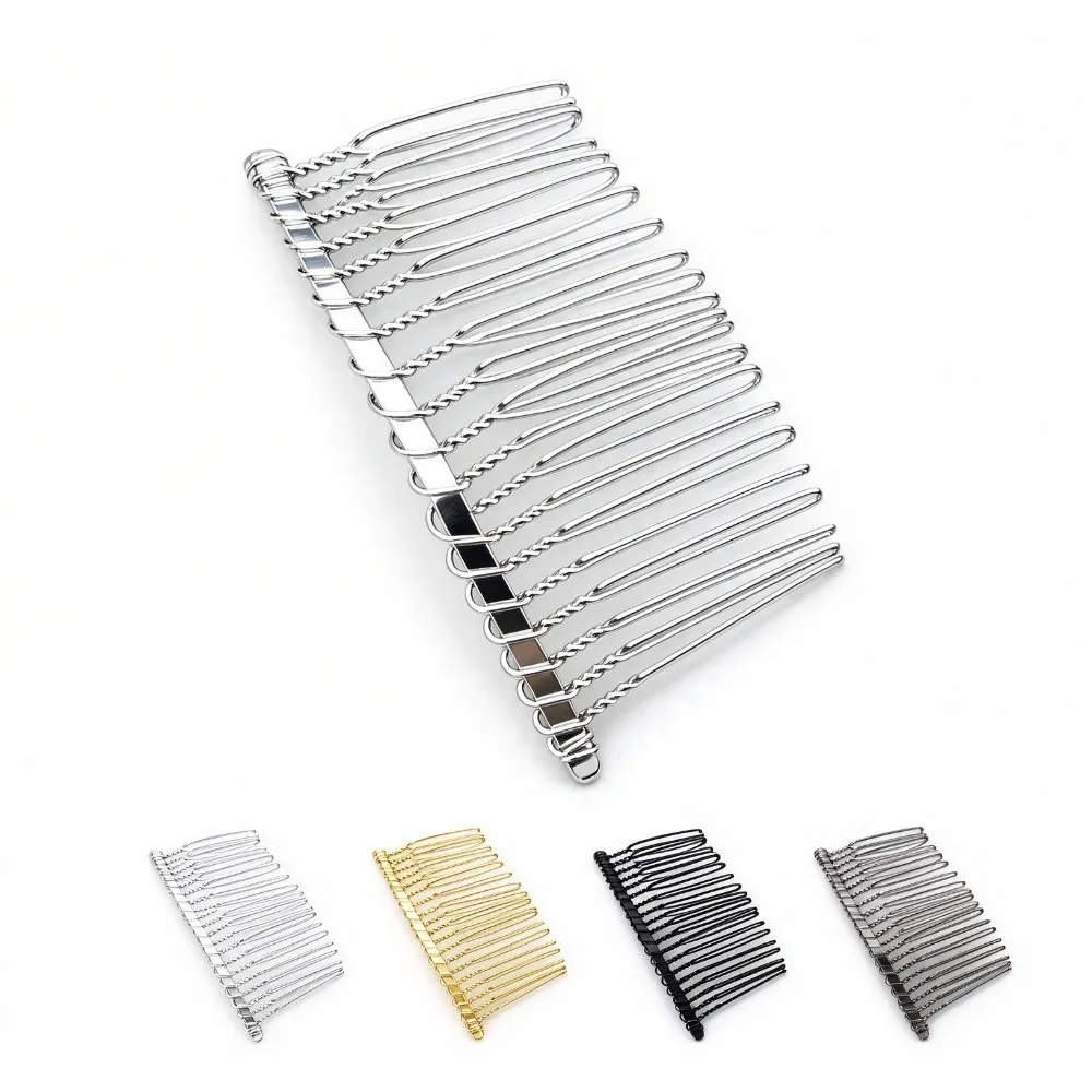 5pcs Gold Silver Black Wire Headband Bride Hair Comb Korean Simple Crown Hairpin 10/15/20/30 Teeth