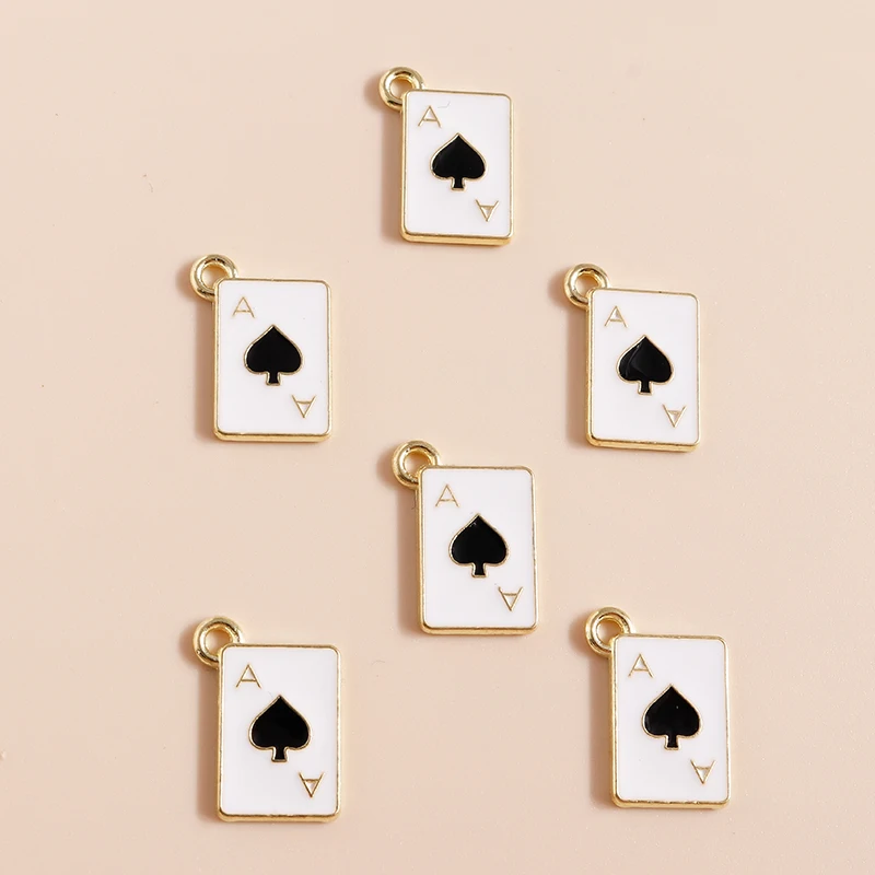 10pcs Poker Game Ace Broadway Poker Charms for Earrings Keychain Bracelet Pendants DIY Jewelry Making Accessories Handmade Craft