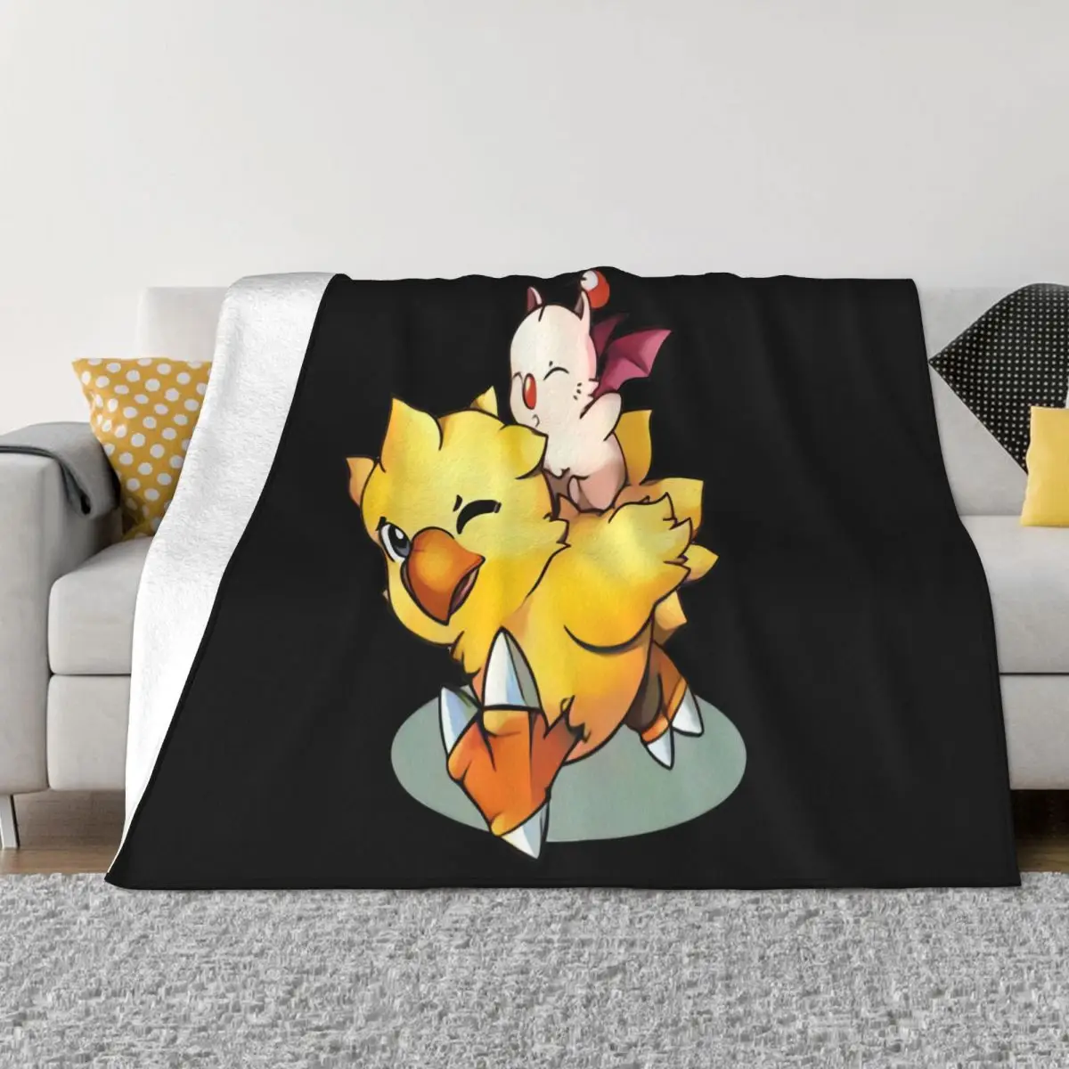 New Final Fantasy Mog And Chocobo Usa Size S M L Xl 2Xl 3Xl En2 Bandan Logo Throw Blanket