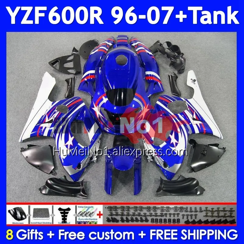 Thundercat Kit For YAMAHA YZF-600R YZF 600R 351No.101 YZF600R white blue 1996 1997 1998 1999 2000 2001 02 03 04 05 06 07 Fairing