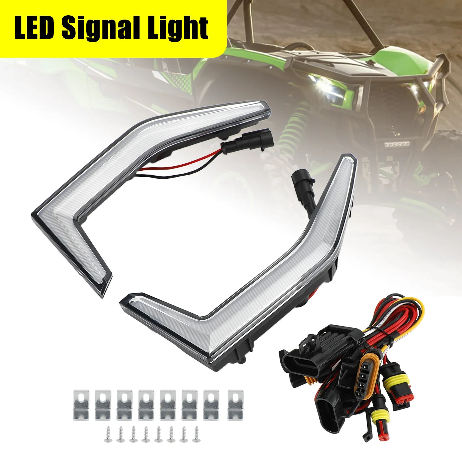 

Front LED Grille Accent Lights Fang Light for Kawasaki Teryx KRX 1000 2020-2024 Trail Special 2021-2024 UTV ATV Turn Signal 2 so