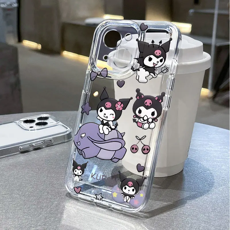 Sanrio Kuromi Cherry Kawaii Happy Phone Cases For iPhone 15 14 13 12 11 Pro Max XR XS MAX Y2K Girl Lovely Anti Fall Back Cover