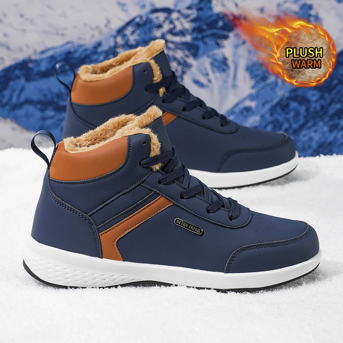 Herren-Sportschuhe in großen Größen mit Plüsch-Innenfutter, Outdoor-Wanderschuhe, bequeme, lässige, modische Trainingsschuhe für Paare – Detail 5