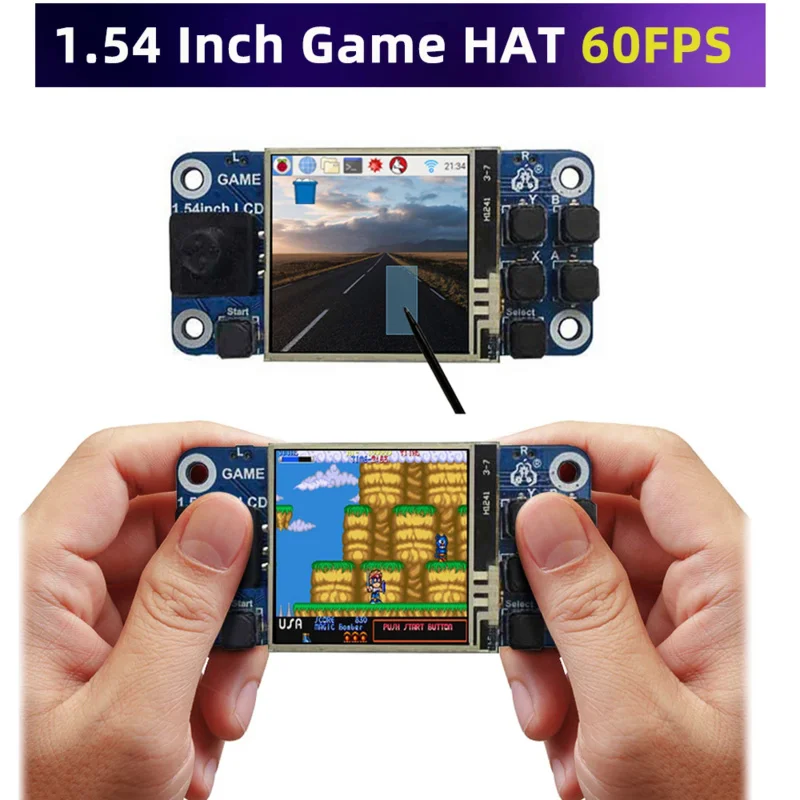 Raspberry Pi หมวกเล่นเกมหน้าจอสัมผัส LCD ขนาด1.54นิ้วสำหรับ Raspberry Pi Zero 2 W หน้าจอ CM4 3B จอสัมผัสคอนโซลเกมขนาดเล็กหน้าจอ4B