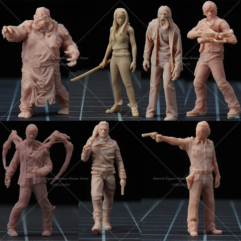 1/64 1/43 Scale Miniature Scene Dolls Un-panited White Figure Mini Model Landmark American Post-Apocalyptic Horror Zombie Drama