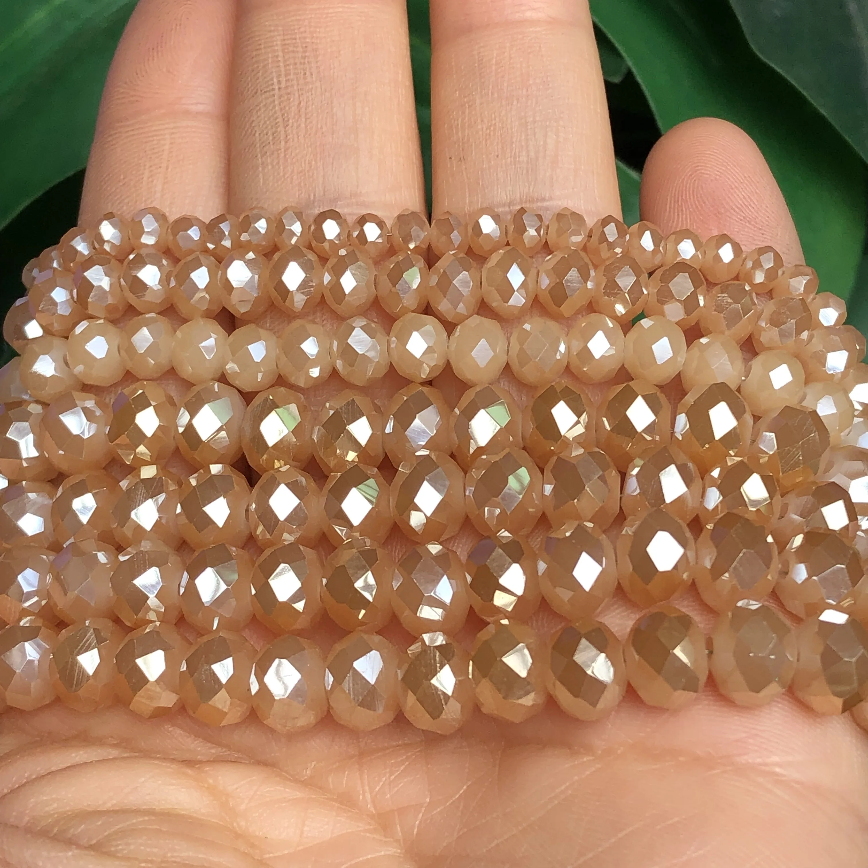 AB Champagne Rondelle Austria Crystal Glass Faceted Loose Spacer Beads For Jewelry Making Diy Earring Bracelet Accessories 15”