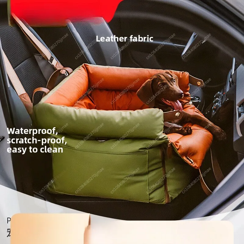 

Travel Safety Bolster Vintage Denim Patchwork Dog Pet Car Seat Bed with Safety Buckle No-slip bottom adjustable safety lanyard
