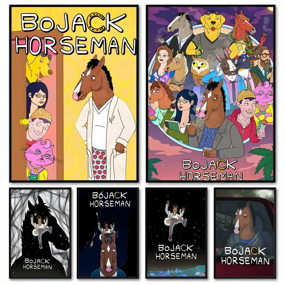 B-BoJack Cartoon H-Horseman Poster Room Decor Home Wall Art Printing Waterproof Garage BedRoom Posters Gift