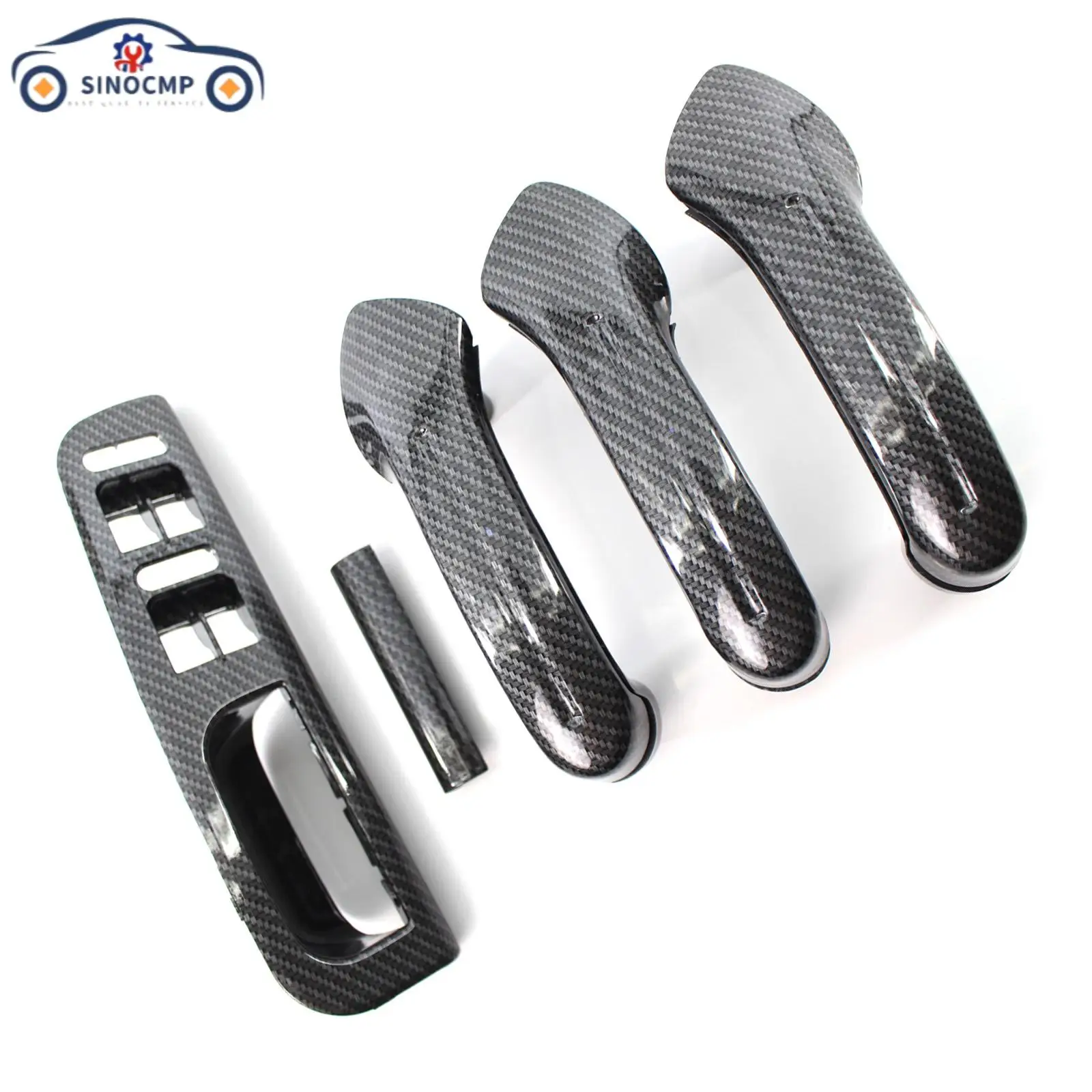 

5PCS Interior Door Grab Handle Cover Carbon Fiber For VW Jetta Golf MK4 1999-2004 Chromium Styling Exterior Parts