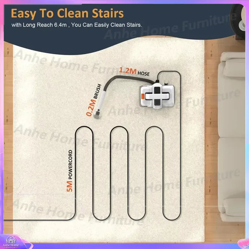 High Power Fabric Spot Vacuum Cleaner for Sofa Rugs Car Seats with Separate Clean Dirty Water Tank Portable Handheld Carpet