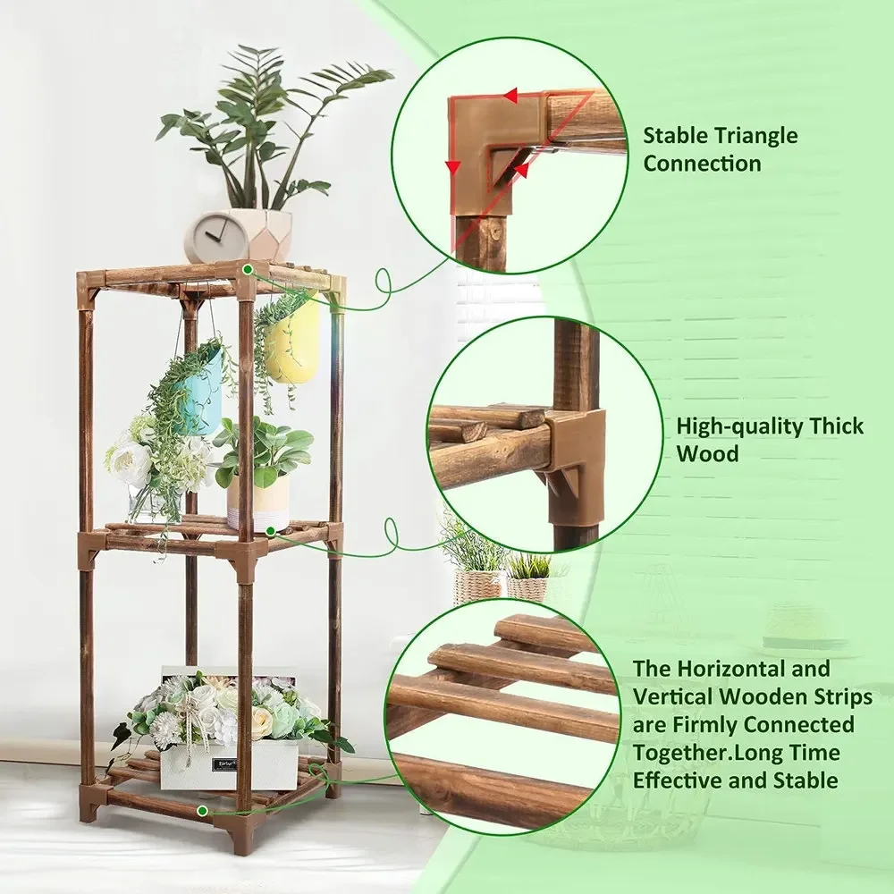 3 Tier Plant Stand Rack Outdoor Flower Pot Plant Shelf Holder, Indoor Patio Garden Planter Flowerpot Display Stand Storage Rack