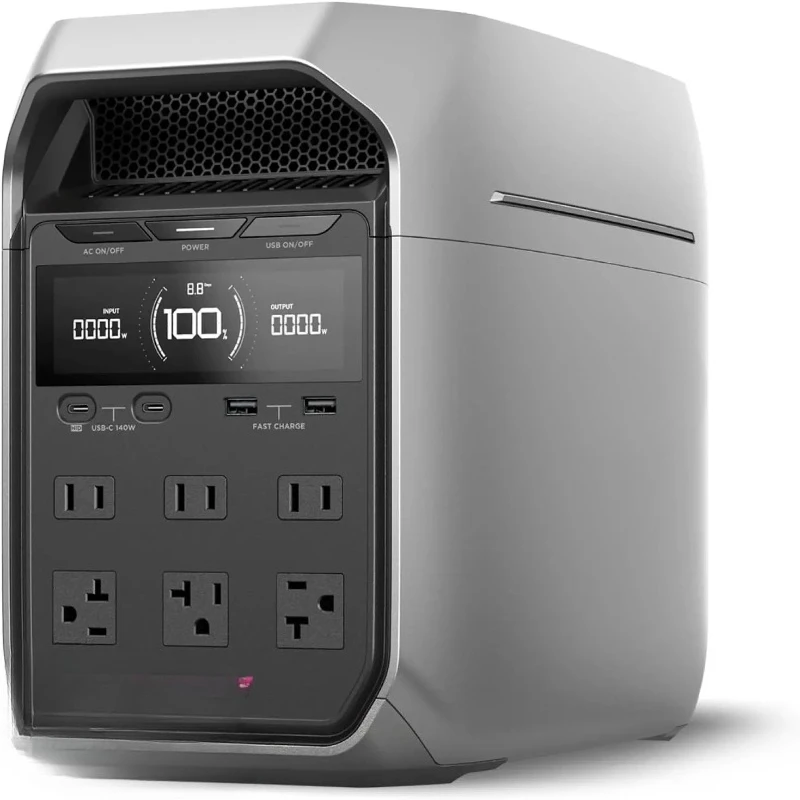 Tragbare Powerstation DELTA 3 Plus, 1024Wh LiFePO4 (LFP) Akku, 1800W AC/140W USB-C Ausgang, Solargenerator