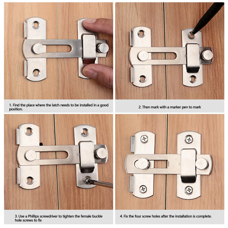 1pcs Sliding Barn Door Latch 180° Toggle Latch Closet Window Door Latch Household Safety Door Bolt Sliding Lock With Screw