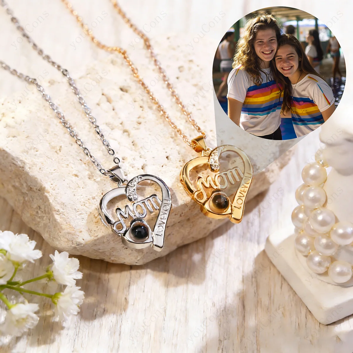 

Ожерелье с проекцией фото на заказ, цепочка из нержавеющей стали, подарок на День святого Валентина, День матери, Рождество, изысканное, элегантное, новое