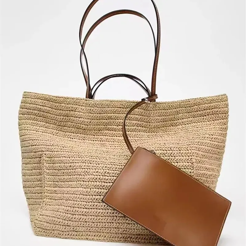 Повседневная соломенная большая сумка
