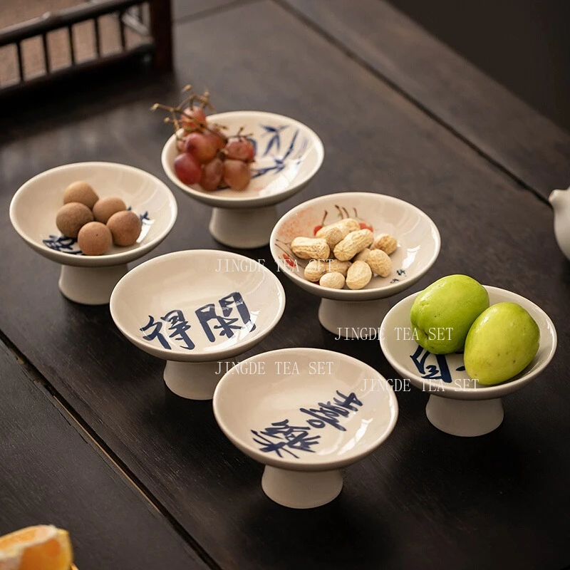 Tea Boiling Accessories Around The Stove Ceramic Higher Education Fruit Plate Chinese Household Nut Plate Dim Sum Pastry Plate