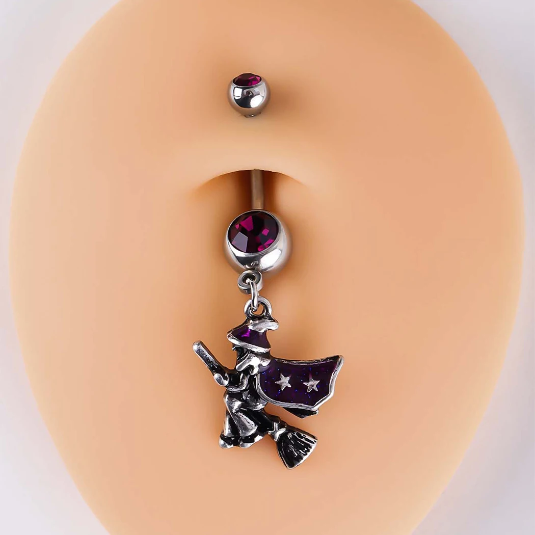 JHJT 14G Belly Button Piercing Stainless Steel Navel Rings Body Jewelry