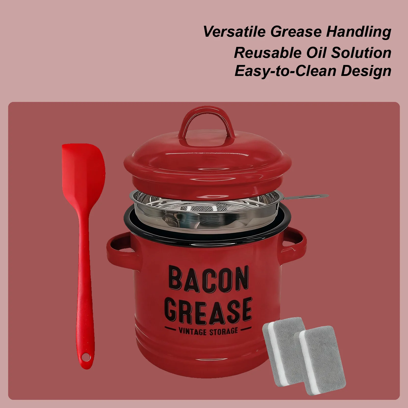 

Контейнер для смазки бекона, большая емкость, 1200 мл, контейнер для смазки для жарки, выпечки, приготовления еды, праздника, кемпинга, Дня благодарения