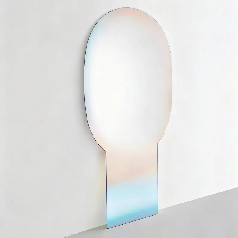 Modern simple colored glass full-body mirror Italian designer living room floor-to-ceiling dressing mirror