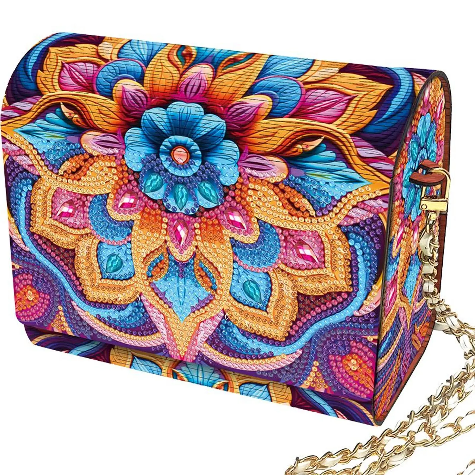 

DIY Mandala Diamond Art Wooden Coin Pouch with Chain 5D Diamond Painting Purse