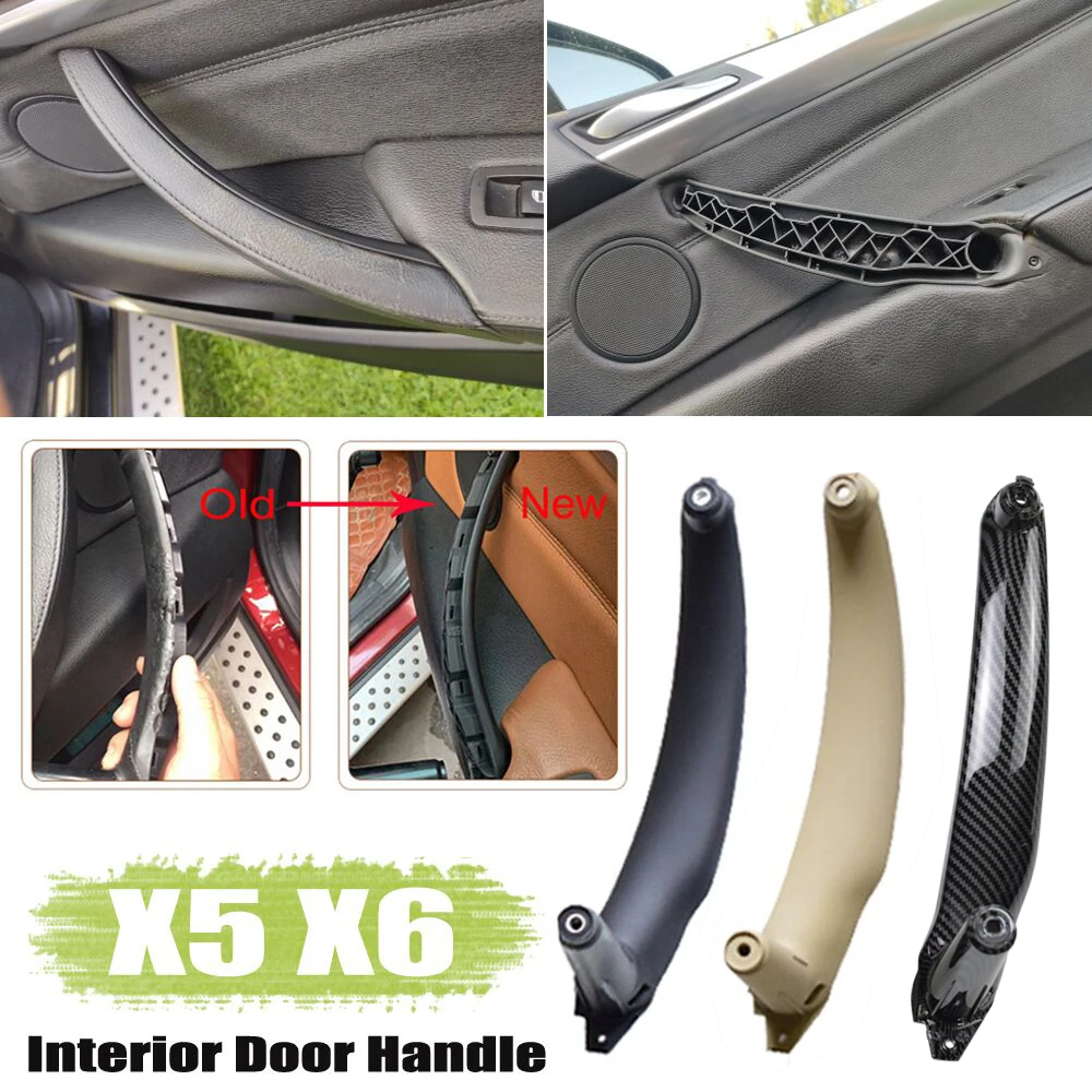 LHD RHD Carbon 4pcs Inner Door Handle Panel Kit Replacement Parts Decoration for BMW X5 X6 E70 E71 2007-2013
