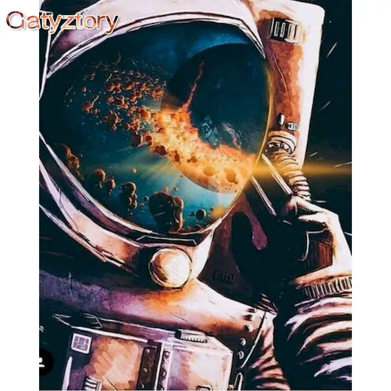 

GATYZTORY Frame DIY Painting By Numbers Astronaut Painting Home Wall Art Picture Acrylic Handpainted Oil Painting Home Decor