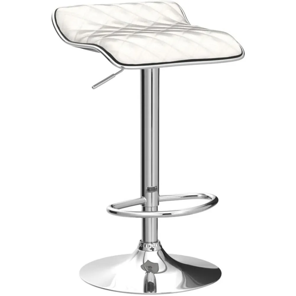 Altura regulável Bar Stools, cozinha balcão, branco, conjunto de 2