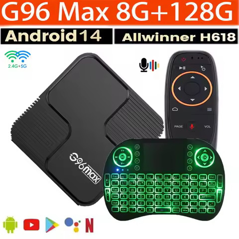 G96 Max Smart Android14 TV Box 2025 2.4G 5G Dual Wifi 8K 128GB Box Media Player 2025 Allwinner H618 Quad Core H.265 ROM16/32/64G