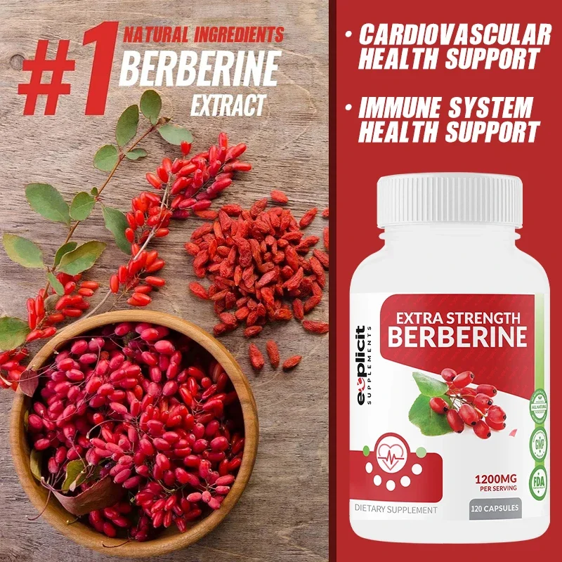 Berberine Supplement - 1200 Mg Maximum Strength Berberine HCl Per Serving - Pure Berberine - 120 Capsules