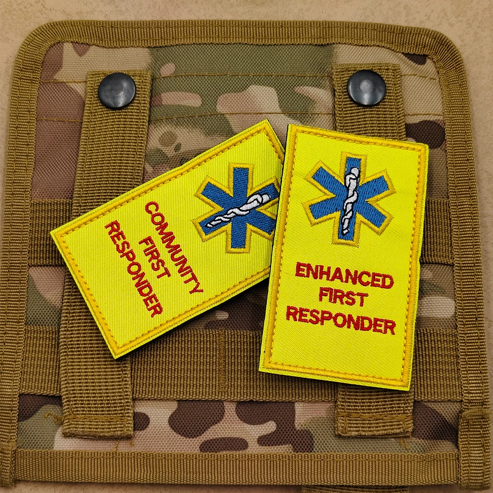 แผ่นปักลายช่วยเหลือฉุกเฉิน ขนาด 5x9 ซม. สำหรับผู้ช่วยเหลือฉุกเฉิน ป้ายช่วยชีวิตกลางแจ้ง แผ่นปักลายทางยุทธวิธี ติดกระเป๋าเป้