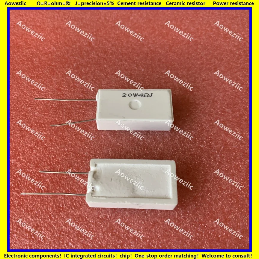 10Pcs 20W4RJ RX27-5 Vertical Cement Resistance 20W 4 ohm 4R 4RJ 20W4R 20W4ohm Ceramic Resistance precision 5% Power resistance