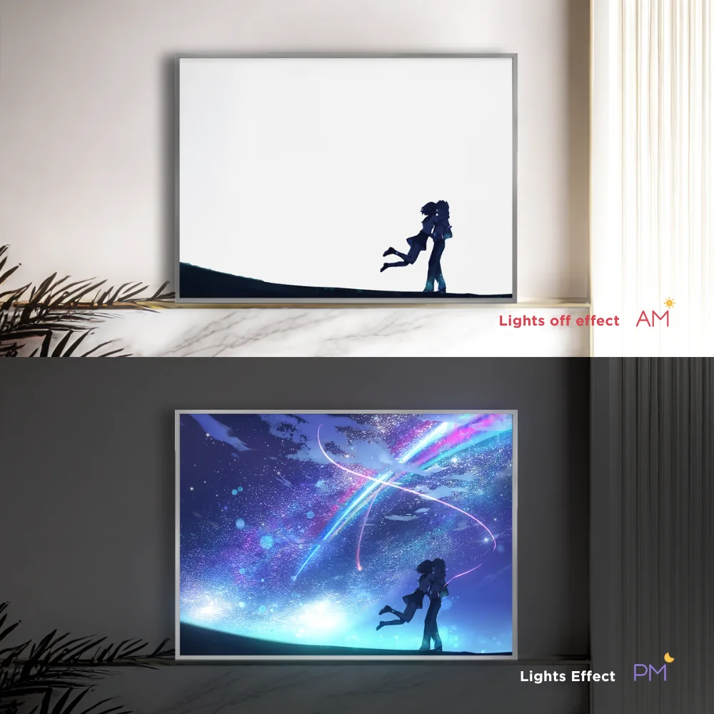 لوحة فنية جدارية متوهجة باسمك - ضوء ليلي LED ثلاثي الأبعاد لديكور غرفة النوم، هدية Kimi no Na wa Lampara de Noche #2