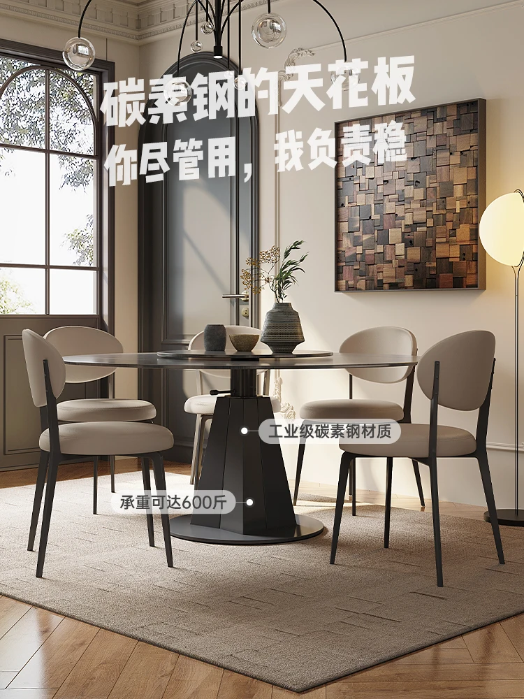 Modern simple small-sized household revolving dining table multifunctional retractable round dining table