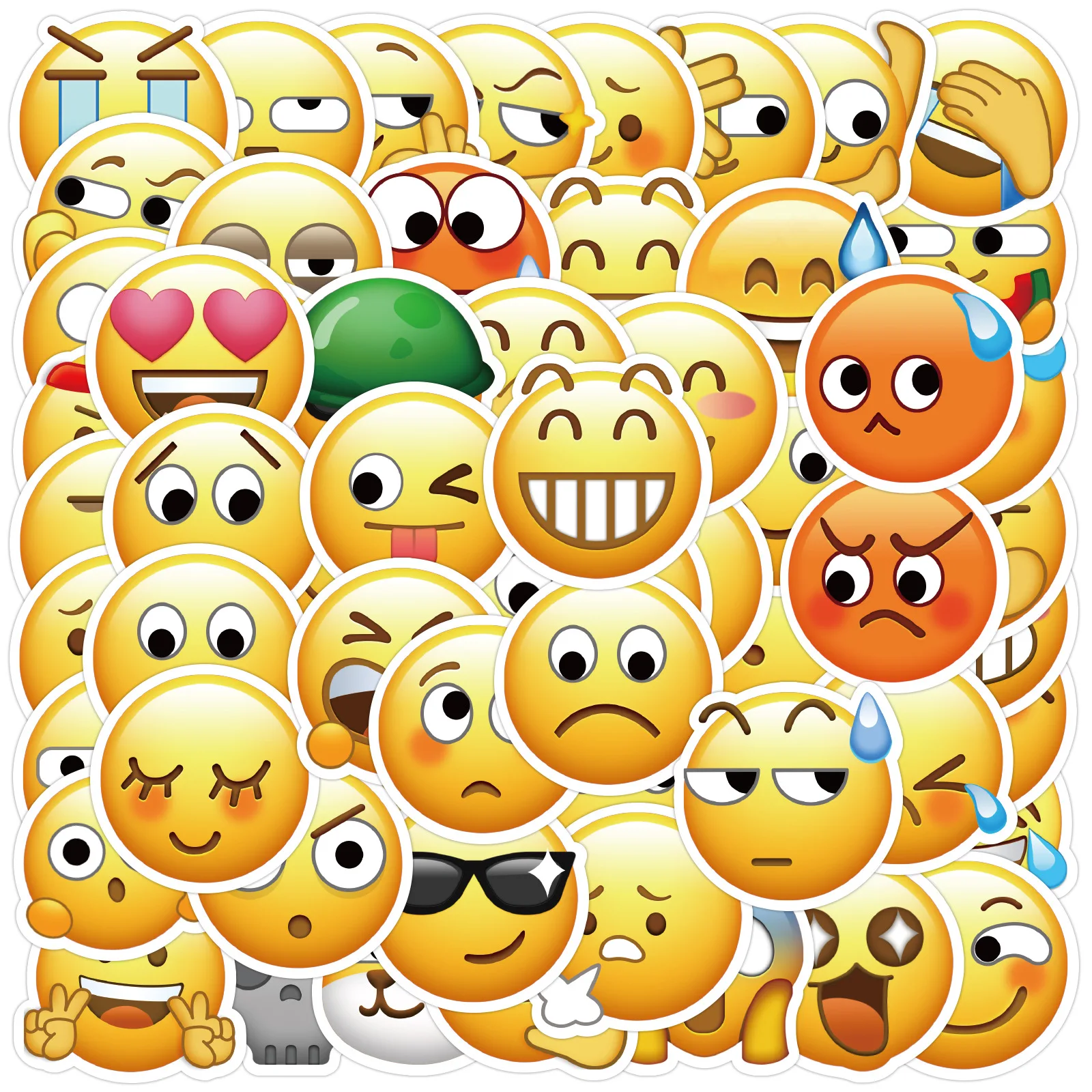 60pcs/pack Smiling Crying Expression Cute Face Stickers DIY Diary Laptop Luggage Skateboard Graffiti Decals Fun Classic Toy