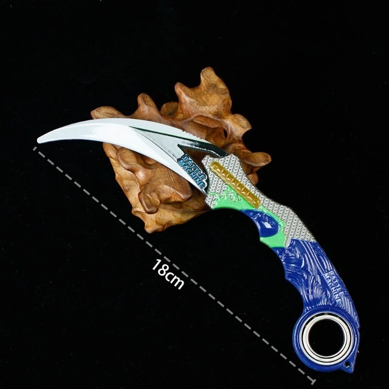 18cm/7.09in Arena Breakout Graffiti Claw Knife Dark Moon Double Spike Model Metal Cold Weapon Dragon Slayer Knife Toy Uncut Gift