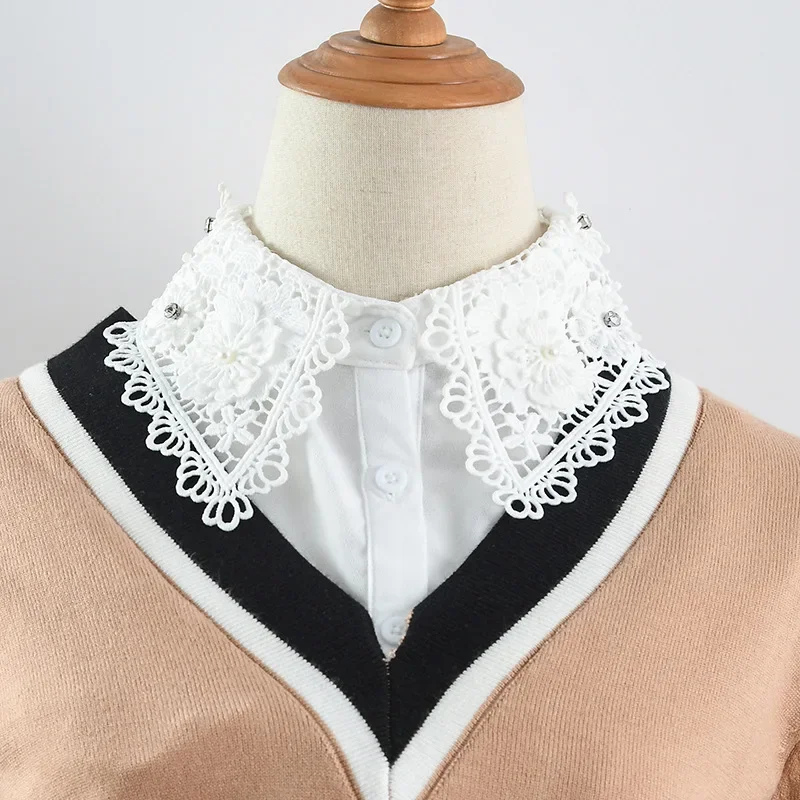 Elegant Fake Collar for Womens Half Shirt Blouse Tops Shirt Detachable Collar Female White Neckwear Sweater Lapel False Collar