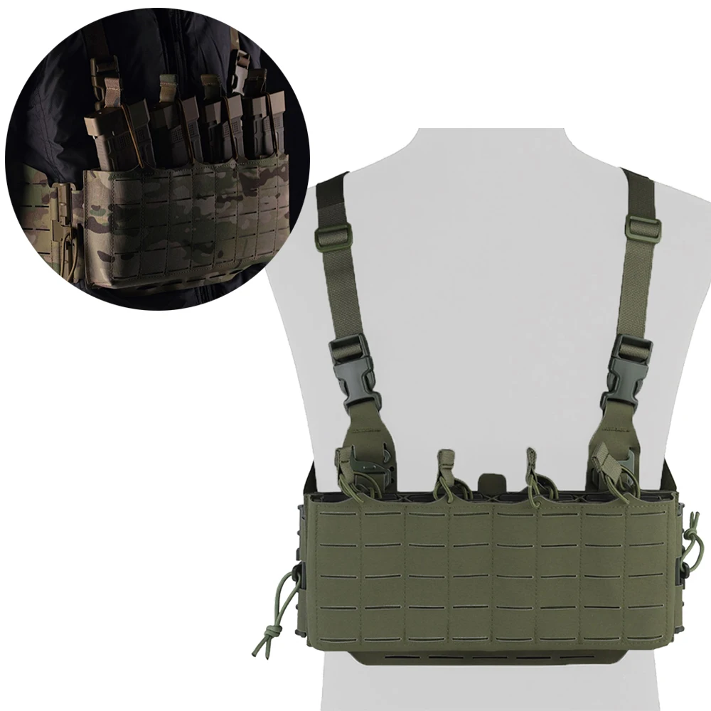 

Tactical Chest Vest Rig Field Shooting Training Assault Vest Quick Release MOLLE Carrier with 5.56 Quadruple Magazine Pouch