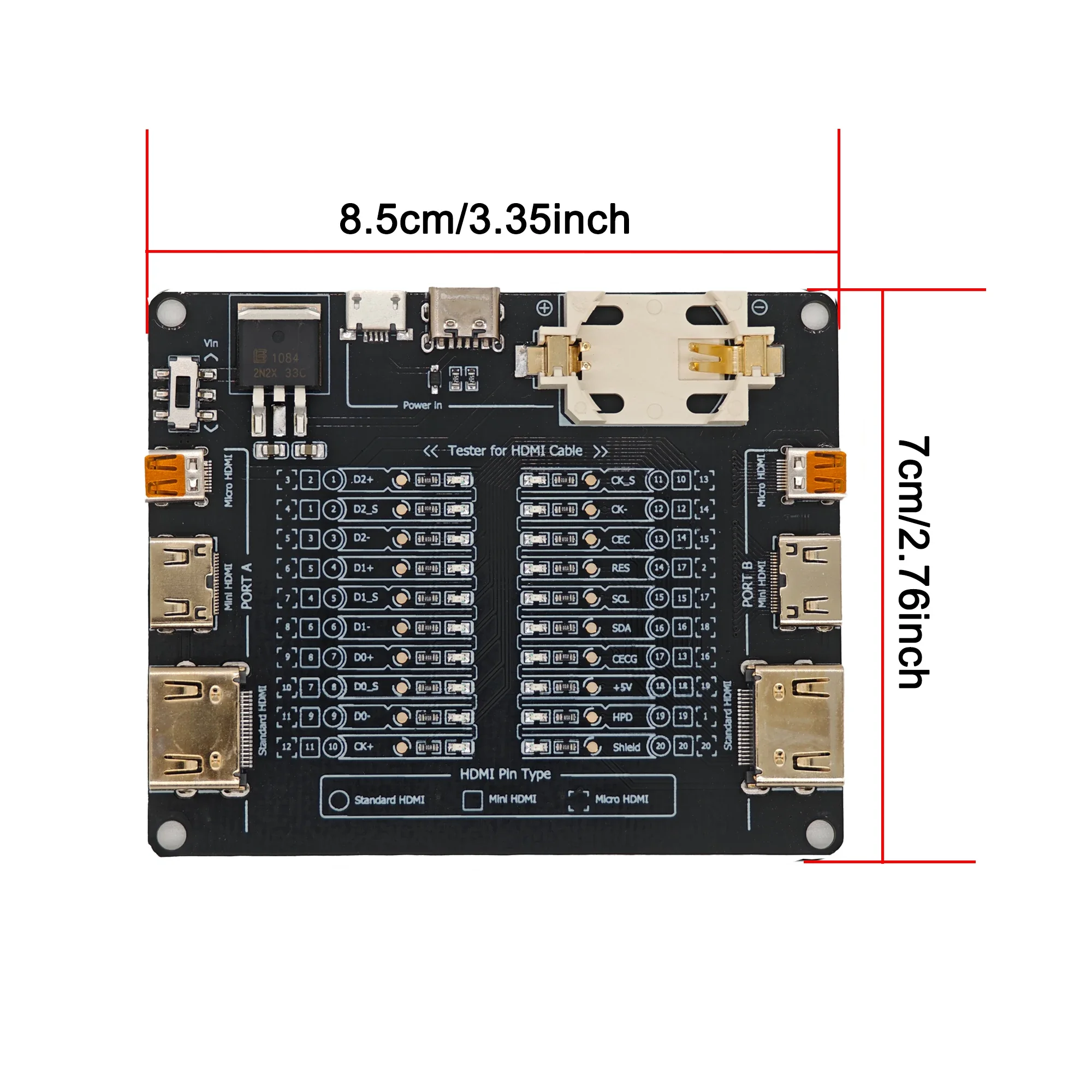 Cable Test Board Data Cable Detection Board for standard Mini Micro A-type B-type Detection of Ground Short Circuit