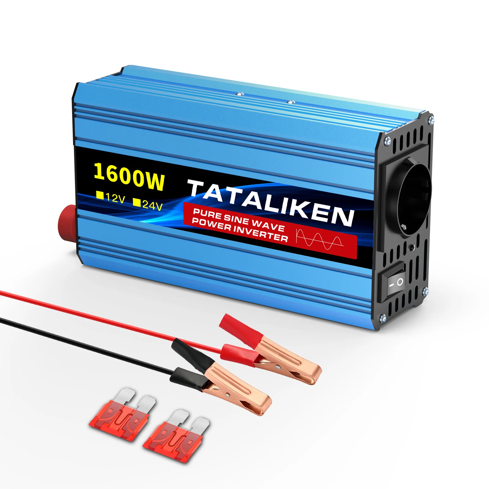 5000W Hochleistungs-Reiner-Sinus-Wechselrichter DC zu AC 220V 50Hz, 4 EU-Steckdosen, Digitales LCD-Display, Thermostatgesteuerter Lüfter für LKW