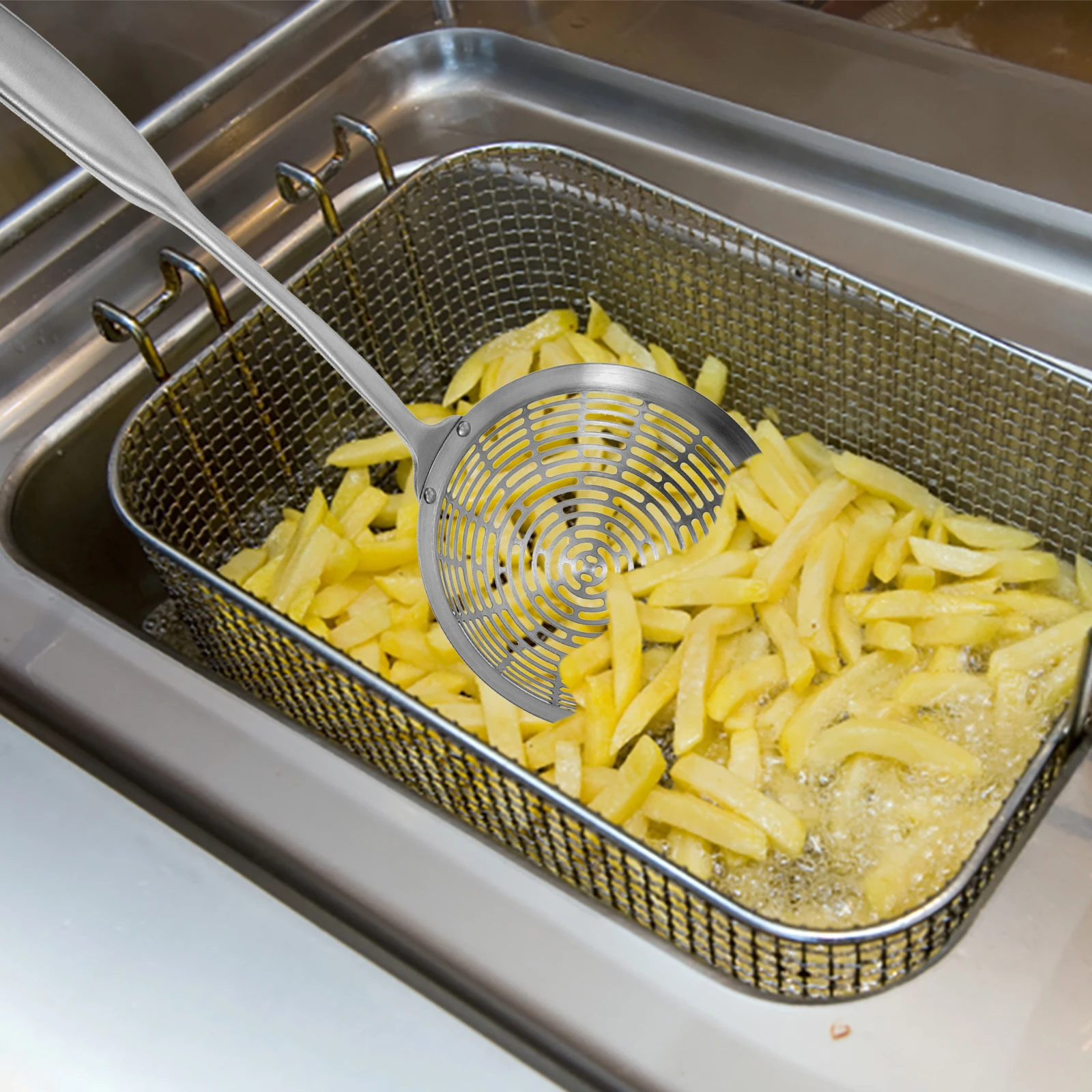 

Stainless Steel Slotted Spoon Rustproof Mesh Strainer For Frying Oil Noodles Kitchen Supplies Colander Scoop