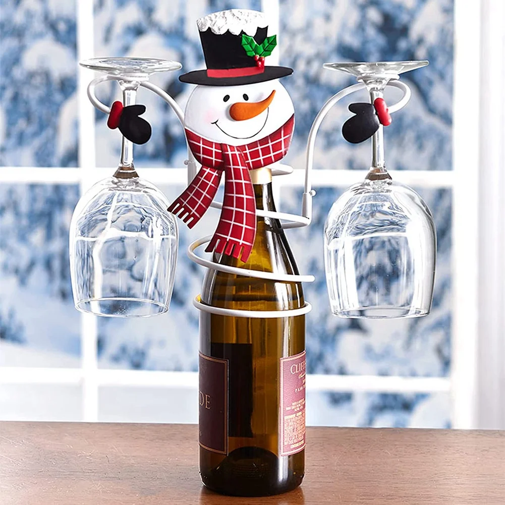【FLASH-SALE!】Holiday Wine Bottle Glass Holders Countertop, Hold 1 Wine Bottle And 2 Glasses, Perfect For Home Decor Kitchen Stor