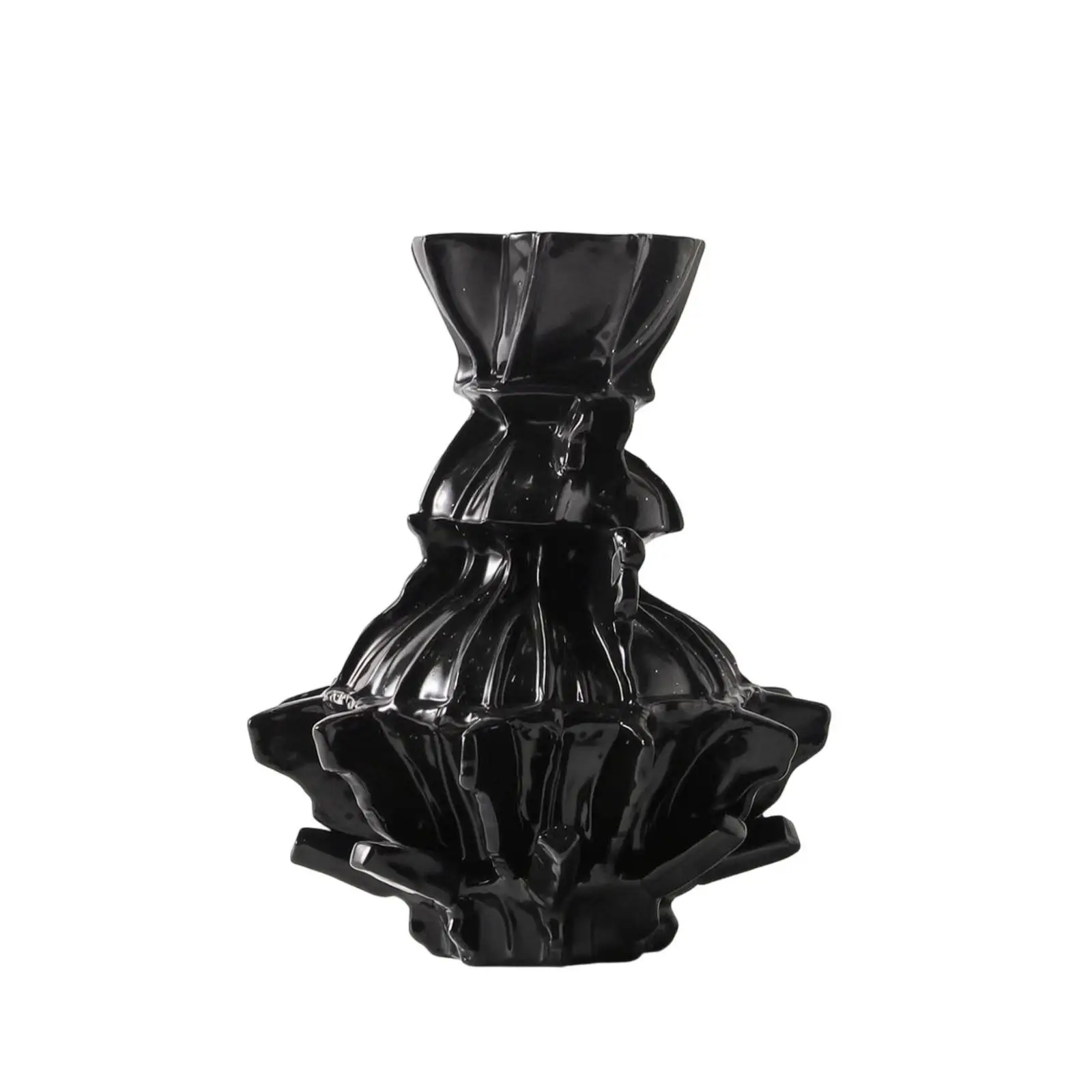 Sculptural Vase Shiny Flower Holder Art for Tabletop, Living Room