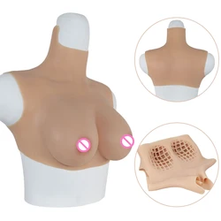 C Cup High Collar Fake Boobs Silicone Breasts Forms for Mastectomy Breast Cancer Patient Realistic Tits Wearable Artifical Chest