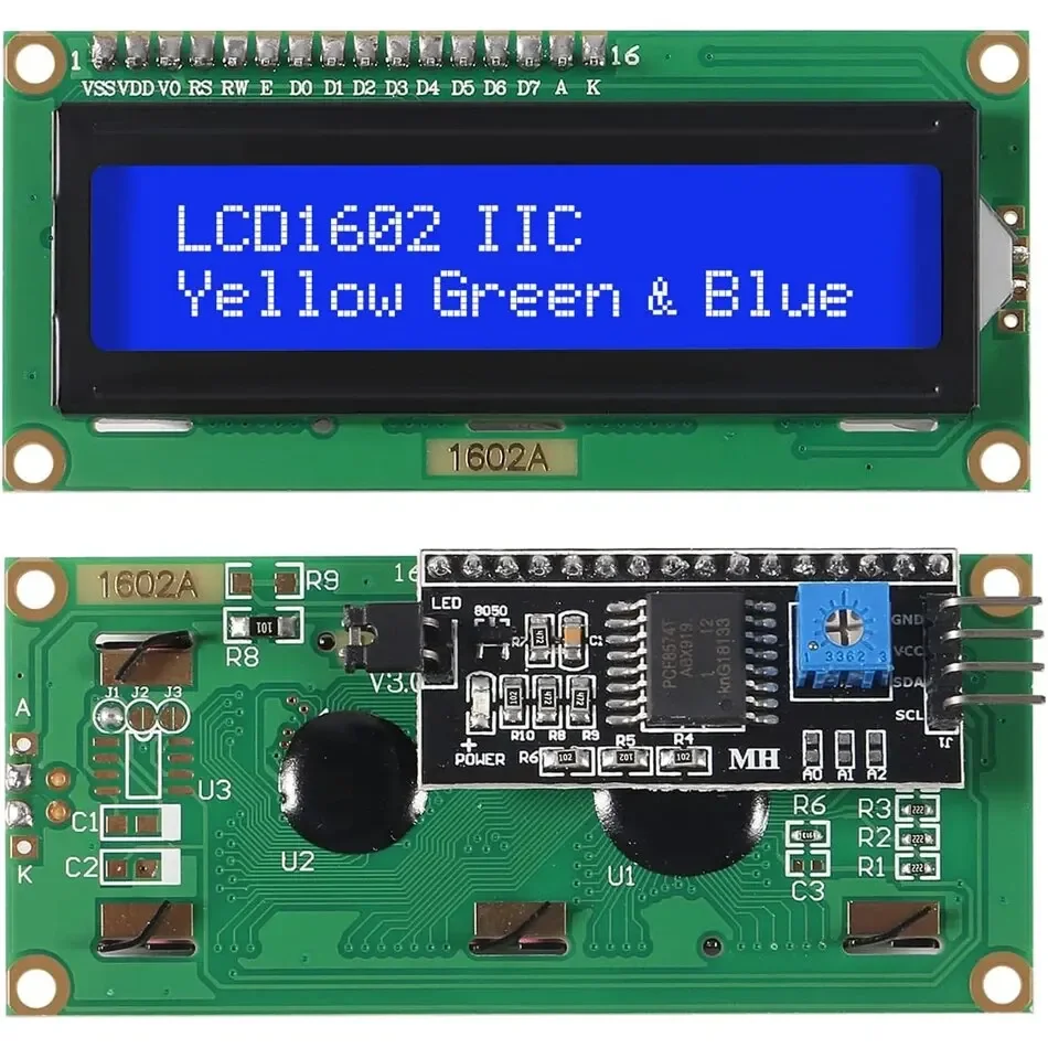Módulo de Display LCD para Arduino, Módulo Adaptador de Interface Serial, Tela Azul e Verde, Personagem 16x2, IIC, I2C, 1602