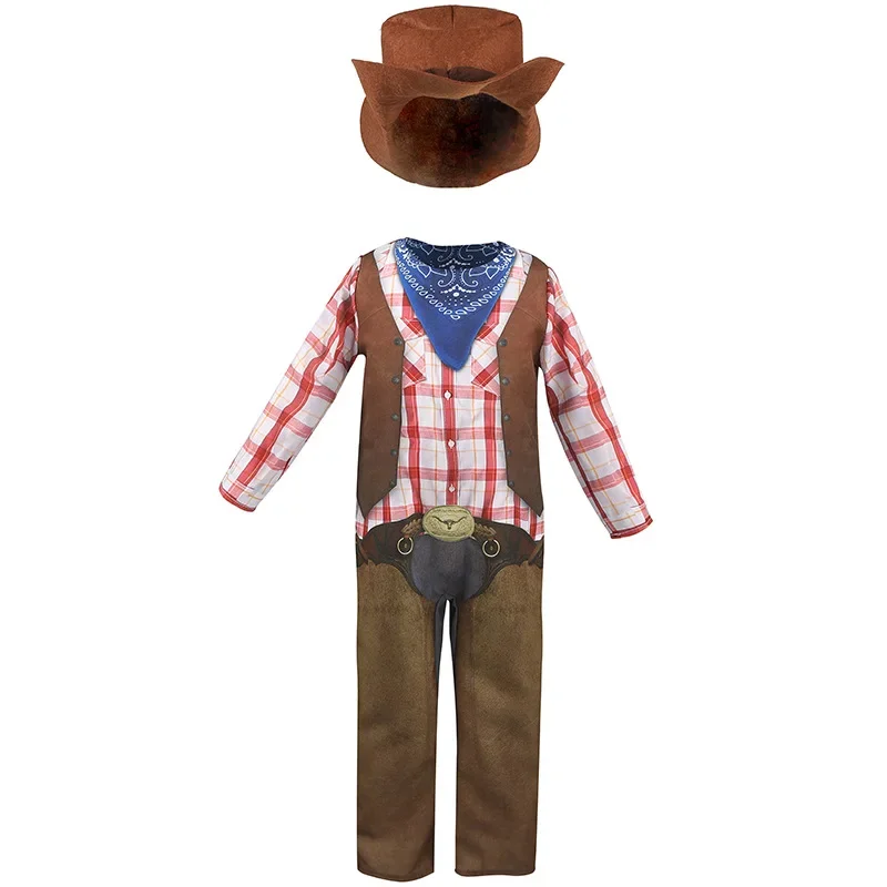 Disfraz de Cosplay de vaquero del oeste para niños, traje de espectáculo de escenario de Sheriff, Halloween